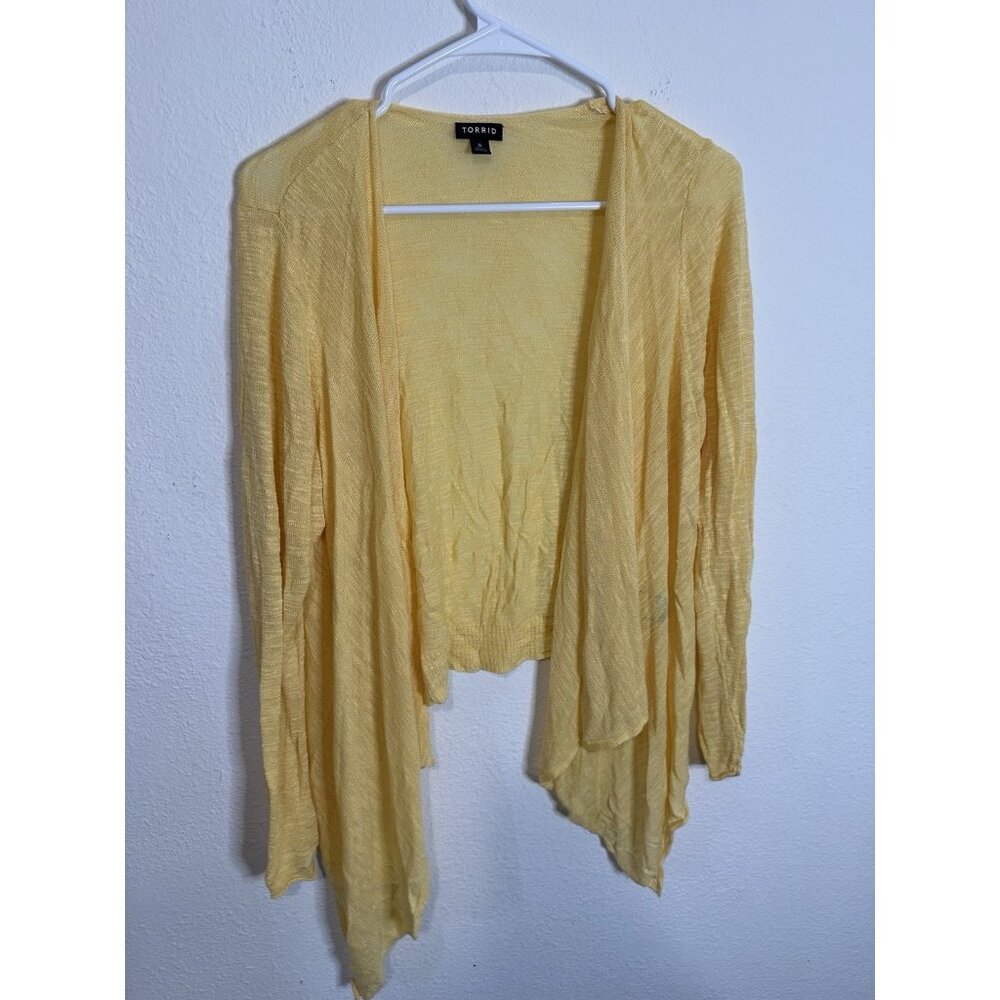 Torrid Yellow Knit Lightweight Open Drape Front Cardigan Sweater Size Large (0)